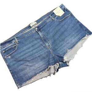 Abercrombie & Fitch Mom Short High Rise Denim Jean Frayed Hem Size 37 / 24 NWT